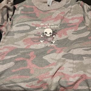 Kavio Pink and Gray Camouflage Skull Tee